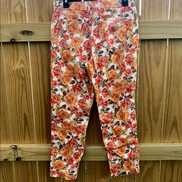 Madison Floral Pants Orange Fall Sz. 6 - Picture 7 of 11